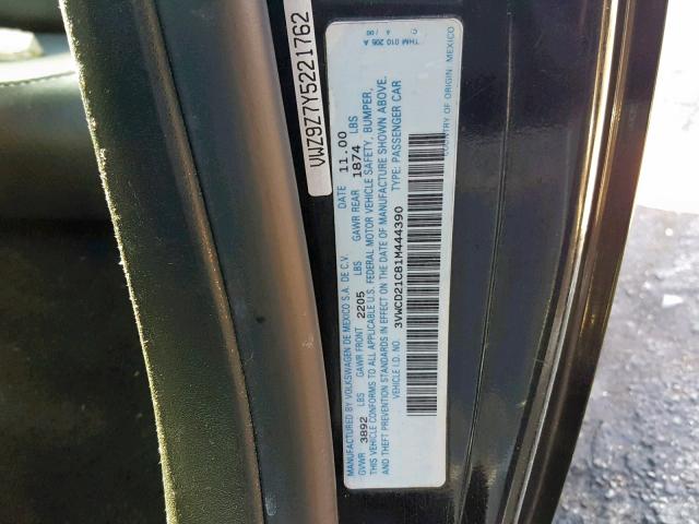 3VWCD21C81M444390 - 2001 VOLKSWAGEN NEW BEETLE Schwarz Foto 10