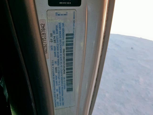 3VWCS21C61M414780 - 2001 VOLKSWAGEN NEW BEETLE Silber Foto 10