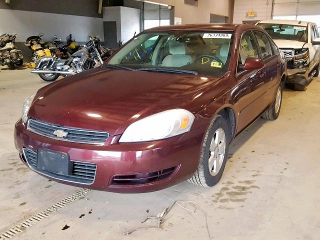 2G1WT58N779266624 - 2007 CHEVROLET IMPALA LT MAROON photo 2