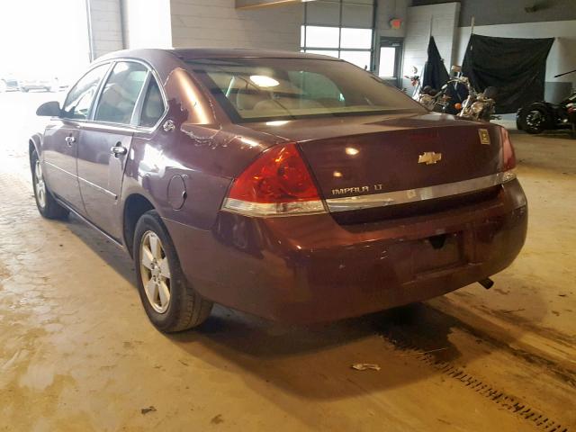 2G1WT58N779266624 - 2007 CHEVROLET IMPALA LT MAROON photo 3