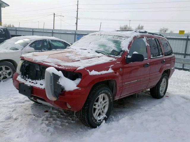 1J4GW48N14C403486 - 2004 JEEP GRAND CHER RED photo 2