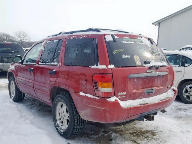 1J4GW48N14C403486 - 2004 JEEP GRAND CHER RED photo 3