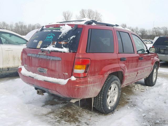 1J4GW48N14C403486 - 2004 JEEP GRAND CHER RED photo 4