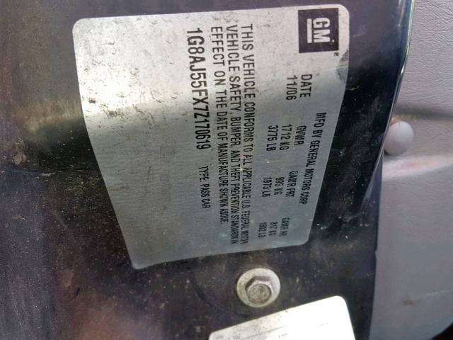 1G8AJ55FX7Z170619 - 2007 SATURN ION LEVEL SILVER photo 10
