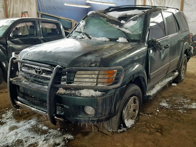 5TDBT48A21S019698 - 2001 TOYOTA SEQUOIA LI GREEN photo 2