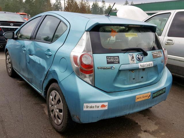 JTDKDTB3XC1031146 - 2012 TOYOTA PRIUS C BLUE photo 3