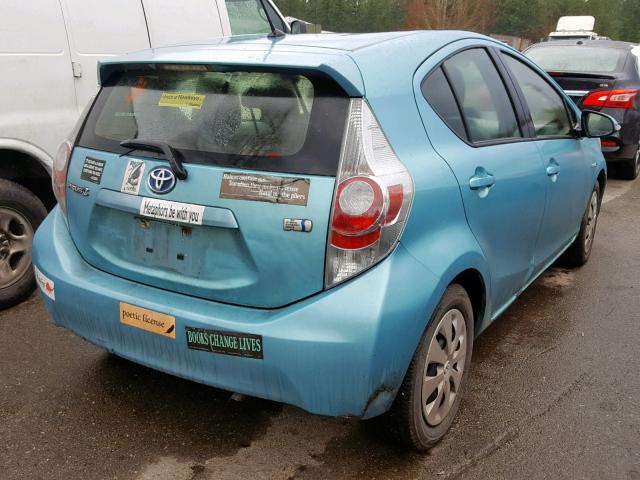 JTDKDTB3XC1031146 - 2012 TOYOTA PRIUS C BLUE photo 4