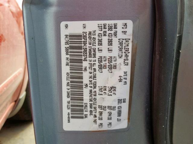 2C8GF68415R653746 - 2005 CHRYSLER PACIFICA T BLUE photo 10