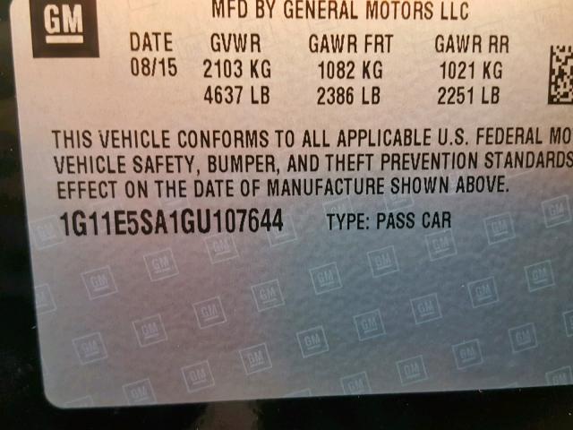 1G11E5SA1GU107644 - 2016 CHEVROLET MALIBU LIM 黑色 照片 10