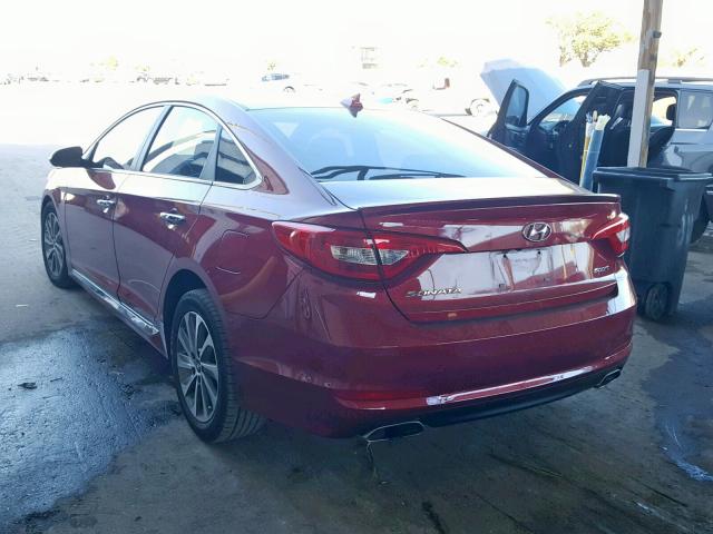 5NPE34AF3FH040754 - 2015 HYUNDAI SONATA SPO RED photo 3