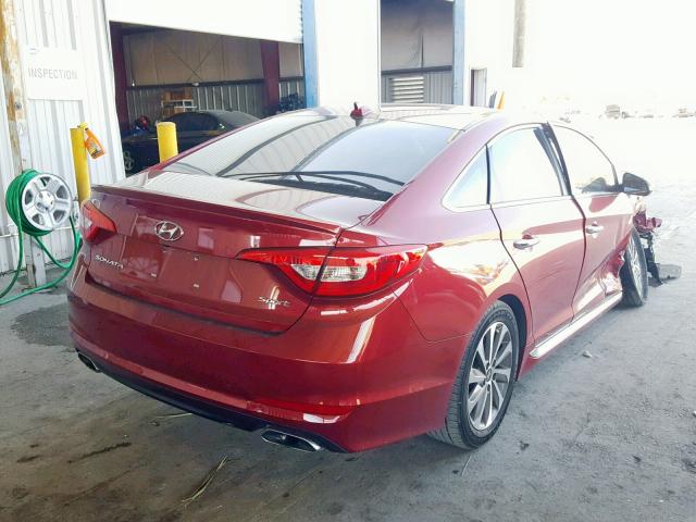 5NPE34AF3FH040754 - 2015 HYUNDAI SONATA SPO RED photo 4