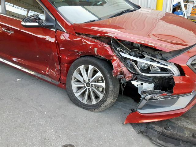 5NPE34AF3FH040754 - 2015 HYUNDAI SONATA SPO RED photo 9