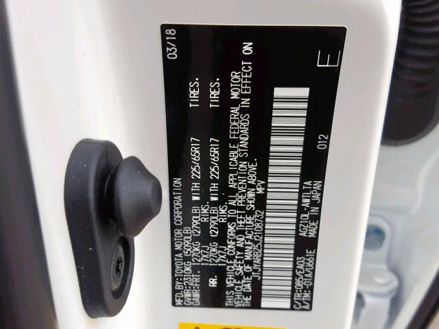 JTJYARBZ5J2108732 - 2018 LEXUS NX 300 WHITE photo 10