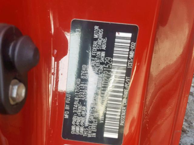 JF1ZNAA11D2721529 - 2013 TOYOTA SCION FR-S RED photo 10