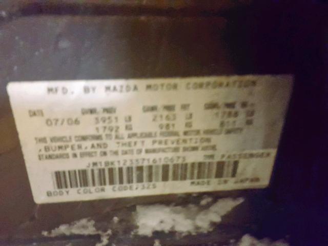 JM1BK123371610673 - 2007 MAZDA 3 S GRAY photo 10