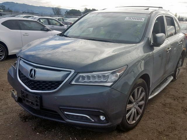 5FRYD4H87EB019306 - 2014 ACURA MDX ADVANC GREEN photo 2