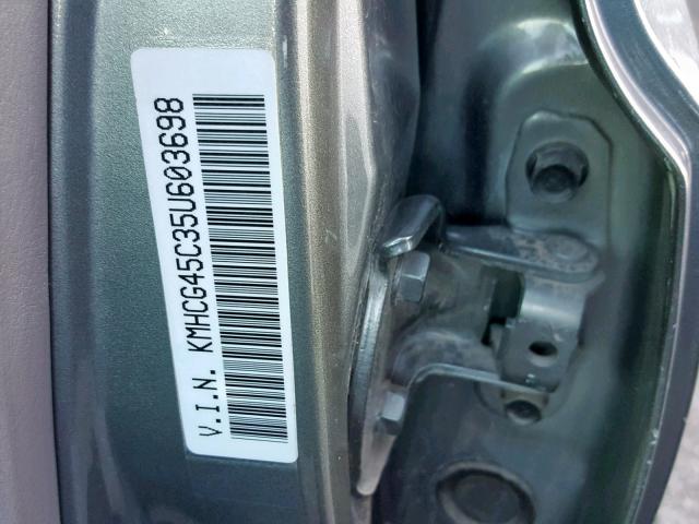 KMHCG45C35U603698 - 2005 HYUNDAI ACCENT GL BLUE photo 10