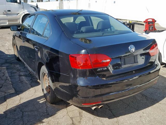 3VW2K7AJ0BM363351 - 2011 VOLKSWAGEN JETTA BASE BLACK photo 3