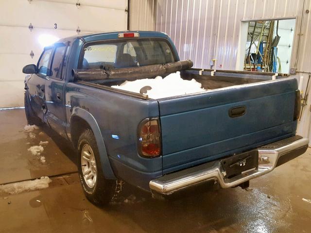 1D7HG38X03S294130 - 2003 DODGE DAKOTA QUA BLUE photo 3