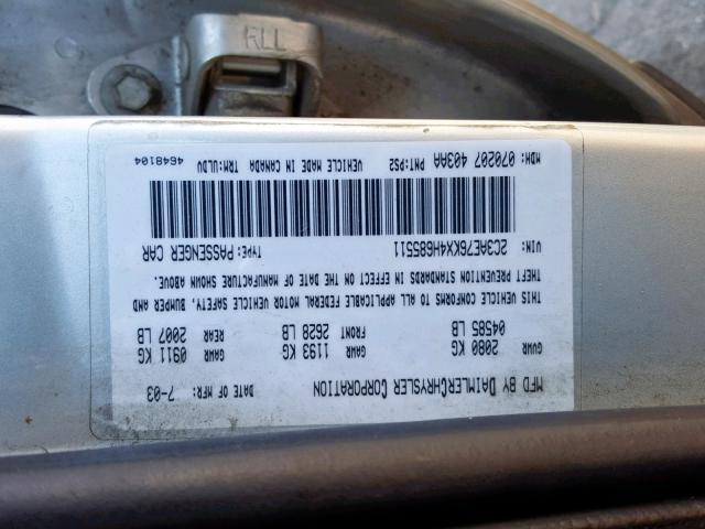 2C3AE76KX4H685511 - 2004 CHRYSLER 300M SPECI SILVER photo 10