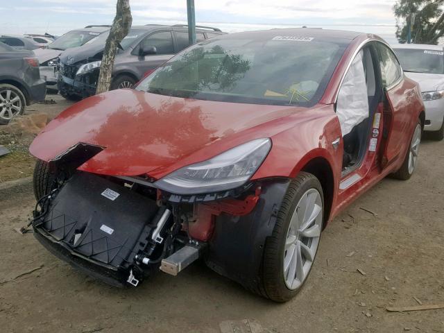 5YJ3E1EB2JF065630 - 2018 TESLA MODEL 3 RED photo 2