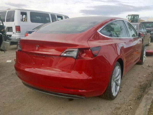 5YJ3E1EB2JF065630 - 2018 TESLA MODEL 3 RED photo 4