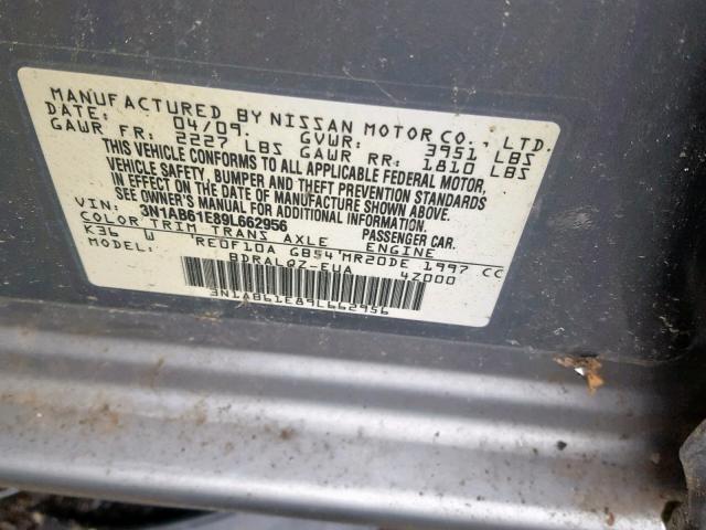 3N1AB61E89L662956 - 2009 NISSAN SENTRA 2.0 GRAY photo 10