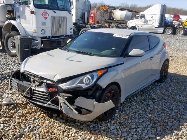 KMHTC6AE8EU208396 - 2014 HYUNDAI VELOSTER T GRAY photo 2