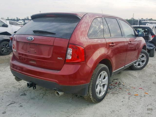 2FMDK3JC8EBB38411 - 2014 FORD EDGE SEL RED photo 4