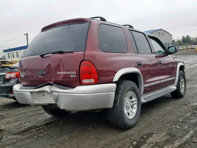 1D4HS58N03F541807 - 2003 DODGE DURANGO SL RED photo 4