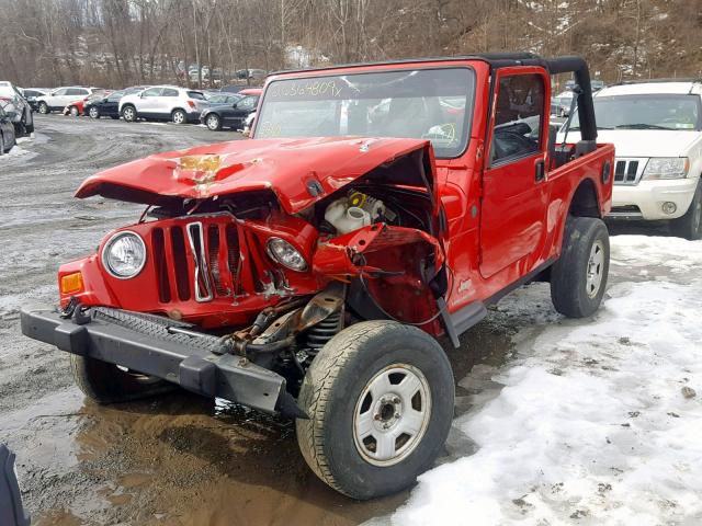 1J4FA49S44P764427 - 2004 JEEP WRANGLER / RED photo 2