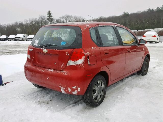 KL1TD66667B760522 - 2007 CHEVROLET AVEO BASE წითელი ფოტო 4