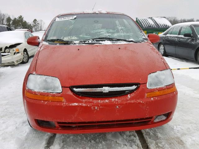 KL1TD66667B760522 - 2007 CHEVROLET AVEO BASE წითელი ფოტო 9