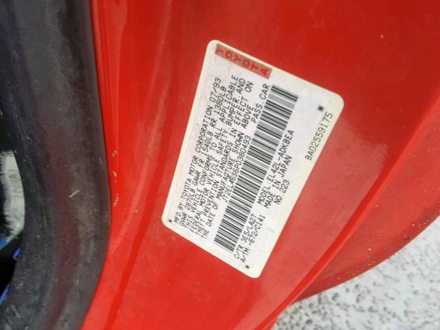 JT2EL46S6P0380493 - 1993 TOYOTA TERCEL STD RED photo 10