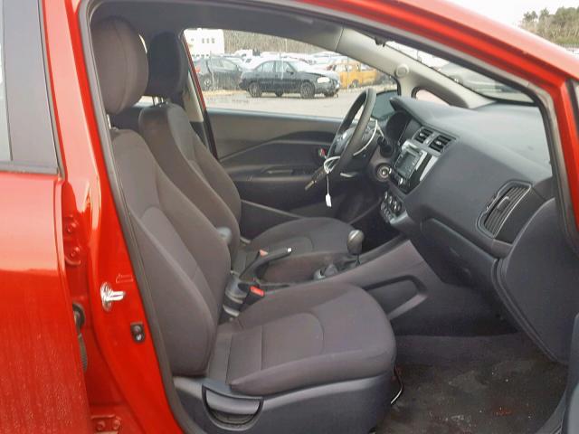 KNADN4A35G6576500 - 2016 KIA RIO EX RED photo 5