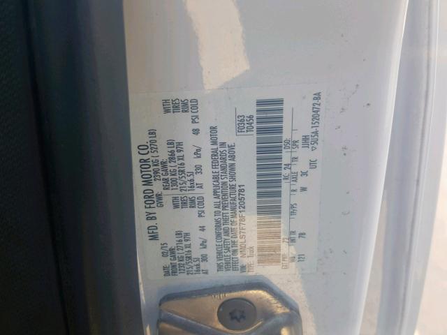 NM0LS7F78F1205781 - 2015 FORD TRANSIT CO WHITE photo 10