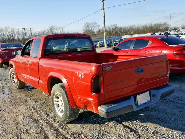 1D7GL12K84S521445 - 2004 DODGE DAKOTA SXT RED photo 3