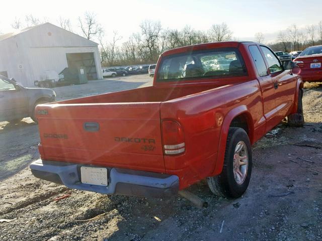 1D7GL12K84S521445 - 2004 DODGE DAKOTA SXT RED photo 4