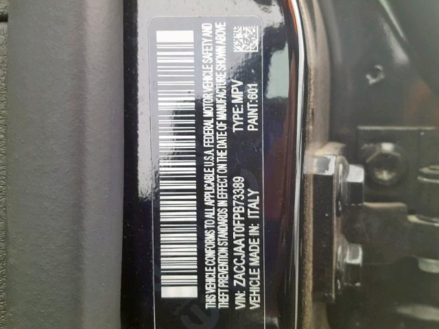 ZACCJAAT0FPB73389 - 2015 JEEP RENEGADE S 黑色 照片 10