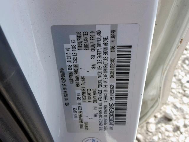 JM1CR293490338459 - 2009 MAZDA 5 WHITE photo 10