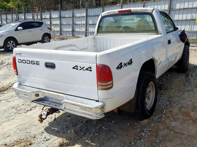 1B7GG16XX2S619409 - 2002 DODGE DAKOTA BAS WHITE photo 4