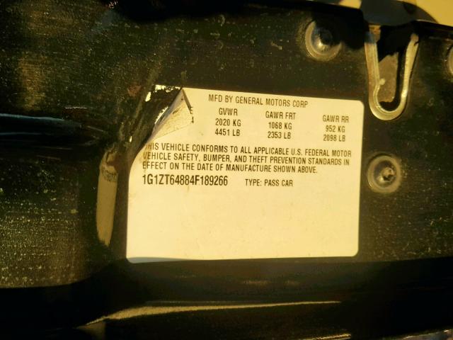 1G1ZT64884F189266 - 2004 CHEVROLET MALIBU MAX BLACK photo 10