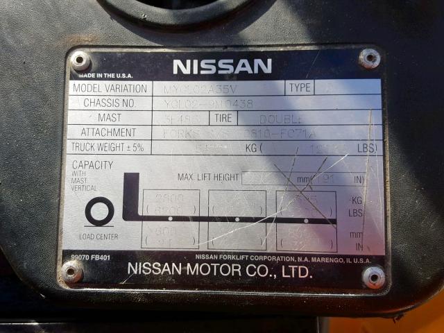 MYGL02A35V - 2008 NISSAN FORKLIFT YELLOW photo 10