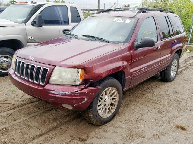 1J4GX58S32C132789 - 2002 JEEP GRAND CHER RED photo 2