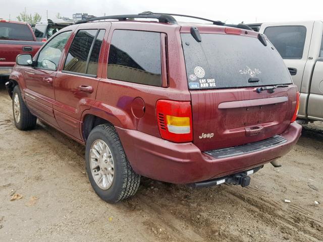 1J4GX58S32C132789 - 2002 JEEP GRAND CHER RED photo 3