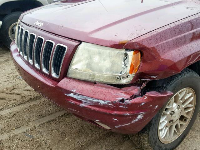 1J4GX58S32C132789 - 2002 JEEP GRAND CHER RED photo 9