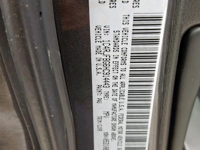 1C4RJFBG6HC914443 - 2017 JEEP GRAND CHER GRAY photo 10