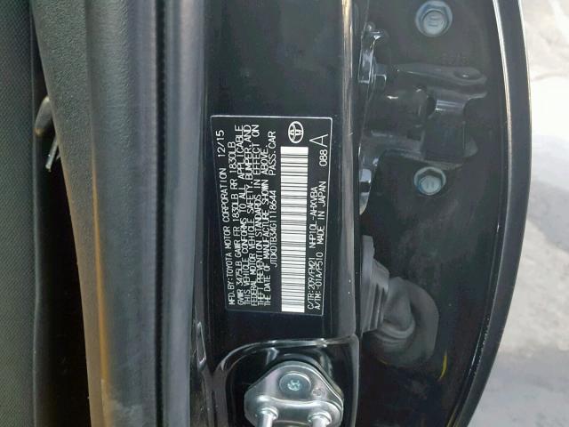 JTDKDTB34G1118644 - 2016 TOYOTA PRIUS C BLACK photo 10