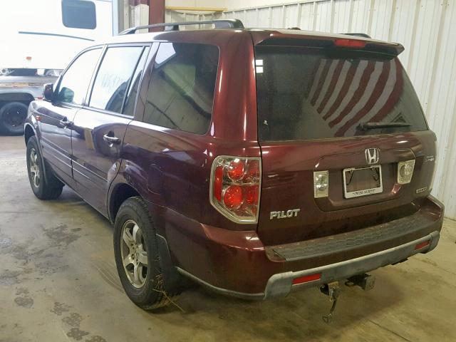 5FNYF18358B031716 - 2008 HONDA PILOT SE MAROON photo 3