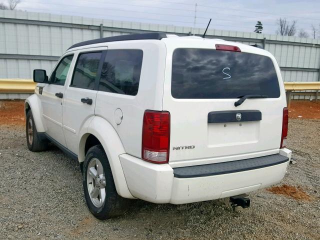 1D8GT28K57W734178 - 2007 DODGE NITRO SXT WHITE photo 3